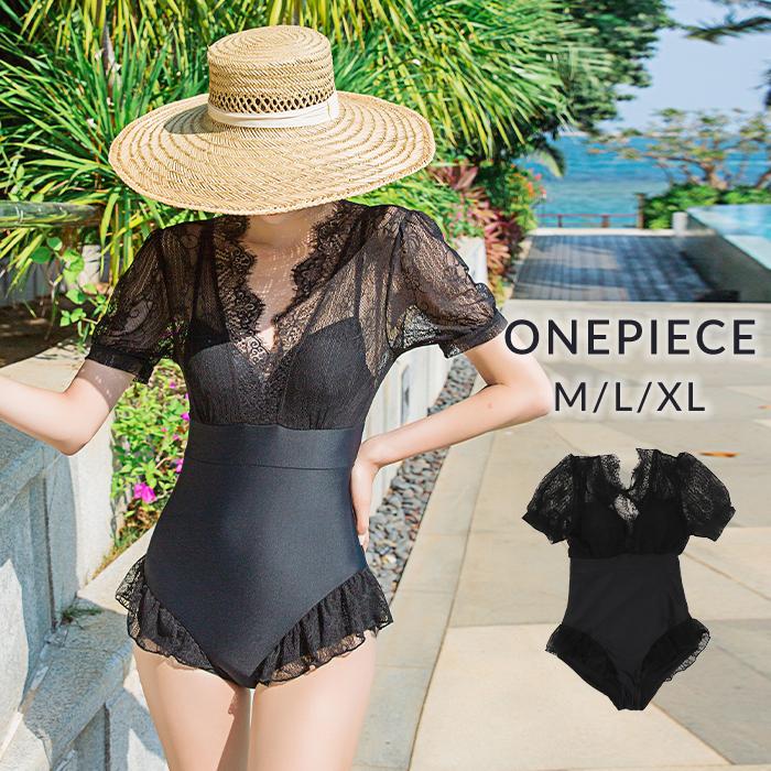 水着 レディース 体型カバー ワンピース ブラック レース袖 ママ ミセス リゾート水着 代 30代 40代 50代 体型カバー水着 おしゃれ水着 Viki オシャrevo 通販 Yahoo ショッピング