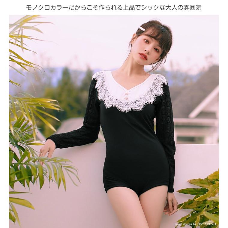 水着 レディース ワンピース 体型カバー レース袖付き 二の腕 お腹 ぽっちゃり 隠し 30代 40代 50代 ママ ミセス オトナ女子 おしゃれ トレンド Viki9068 オシャrevo 通販 Yahoo ショッピング