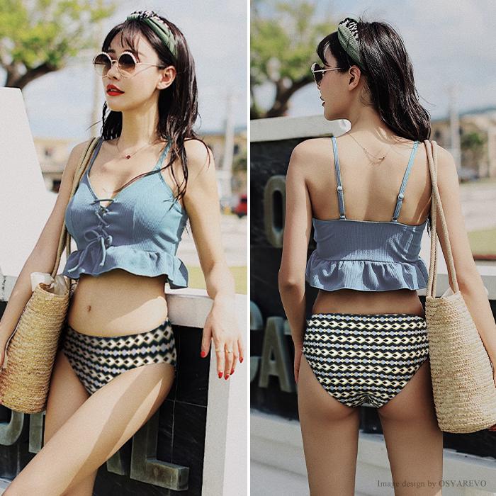 水着 レディース 体型カバー ビキニ 3点セット ビスチェ バンドゥ