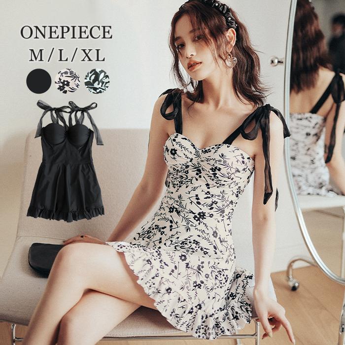 水着 レディース ワンピース 体型カバー 花柄 リボン ショートパンツ 黒 白 おしゃれ トレンド Vikia29 オシャrevo 通販 Yahoo ショッピング