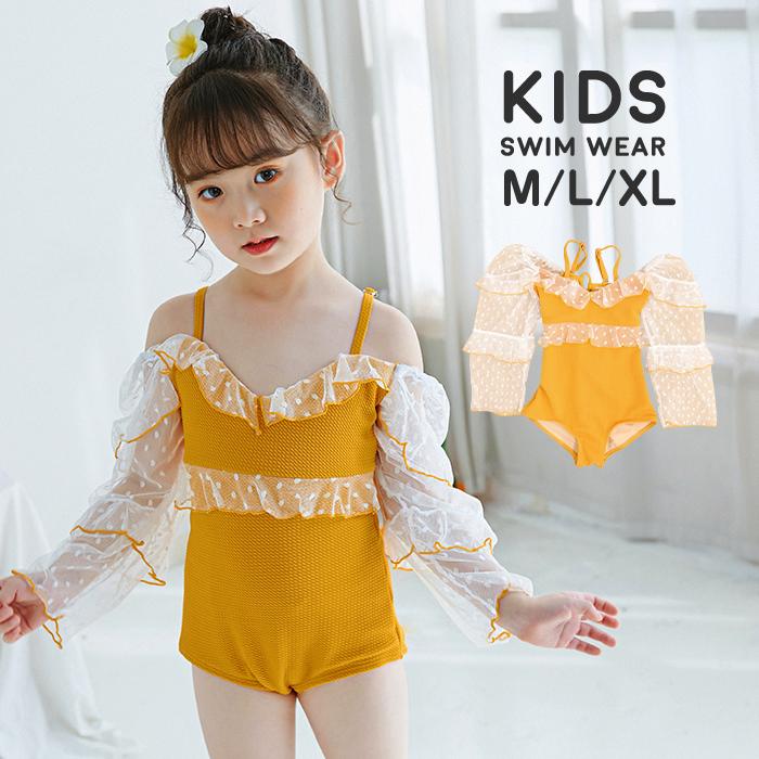 水着 子供 ワンピース キッズ水着 女の子 子供水着 ドットチュール フリル エアリースリーブワンピース水着 かわいい Vikit213 オシャrevo 通販 Yahoo ショッピング