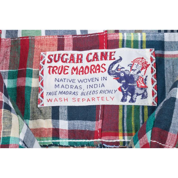 シュガーケーン（SUGAR CANE）マドラスチェック 半袖パッチワークシャツ SC39739の画像