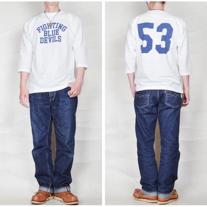 WAREHOUSE（ウエアハウス） 7分袖フットボールT 4063 BLUE DEVILS
