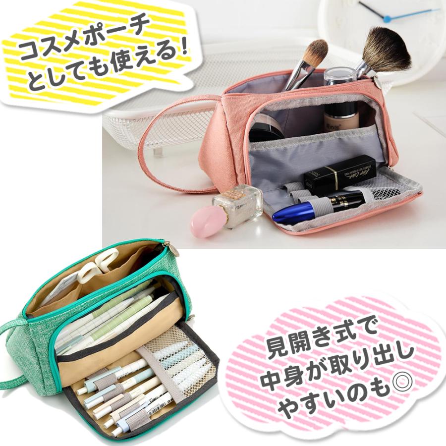 ペンケース 筆箱 大容量 かわいい おしゃれ シンプル 収納 ポーチ メッシュ ペンホルダー  三角 筆入れ 中学 高校 小学校 女子 男女兼用 プレゼントにも |  | 02