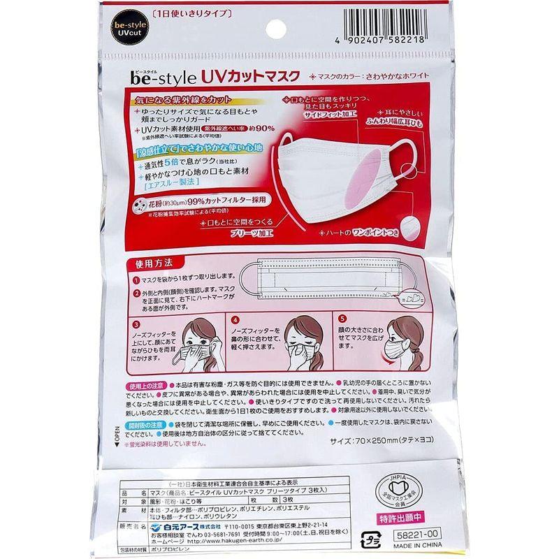 激安挑戦中白元アース ビースタイル UVカットマスク プリーツタイプ 3枚入10袋セット ホワイト マスク 制服、作業服 あすつく対応 「直送」 ドウカン 0127S ドウカン ガーデンしばかーる 専用バネ