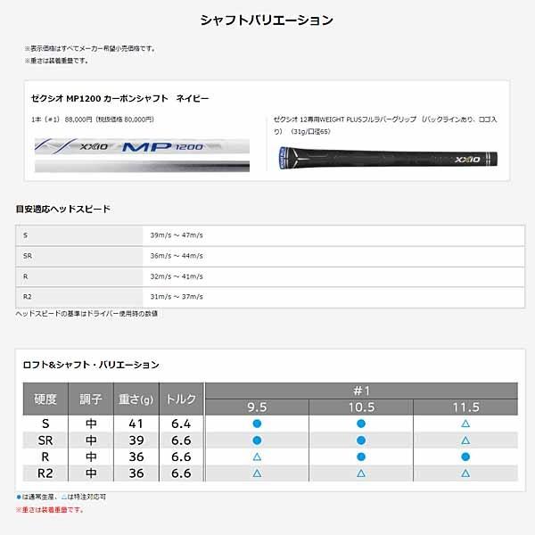 XXIO 12 ダンロップ ドライバー MP1200 カーボンシャフト DUNLOP