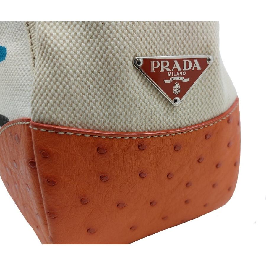 PRADA（プラダ） プラダ「極美品」キャンバス×オーストリッチ ユニ