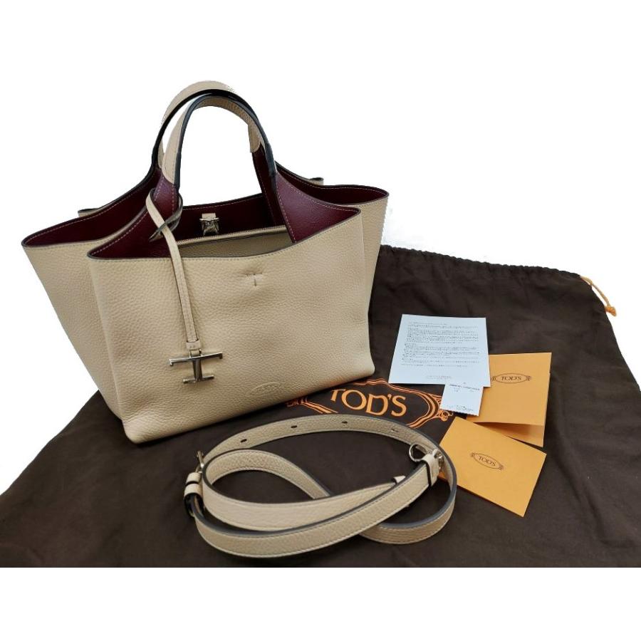 TOD'S トッズ「未使用品」Tタイムレス レザー バッグ ミニ 2WAY TOD'S トッズ「未使用品」Tタイムレス レザー バッグ ミニ 2WAY