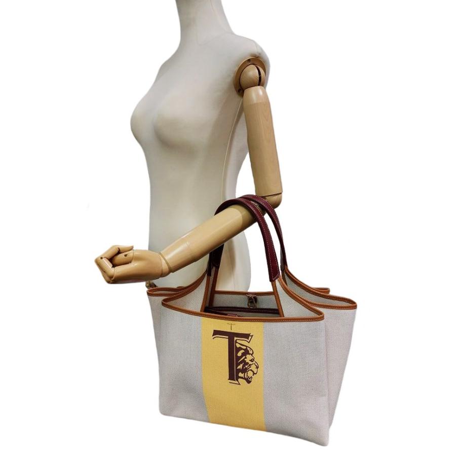 激レア・美品✨TOD'S トッズ ロゴ トートバッグ 極上レザー 肩掛け 大容量 TOD'S（トッズ） トッズ「未使用品」キャンバス×レザー レディース T