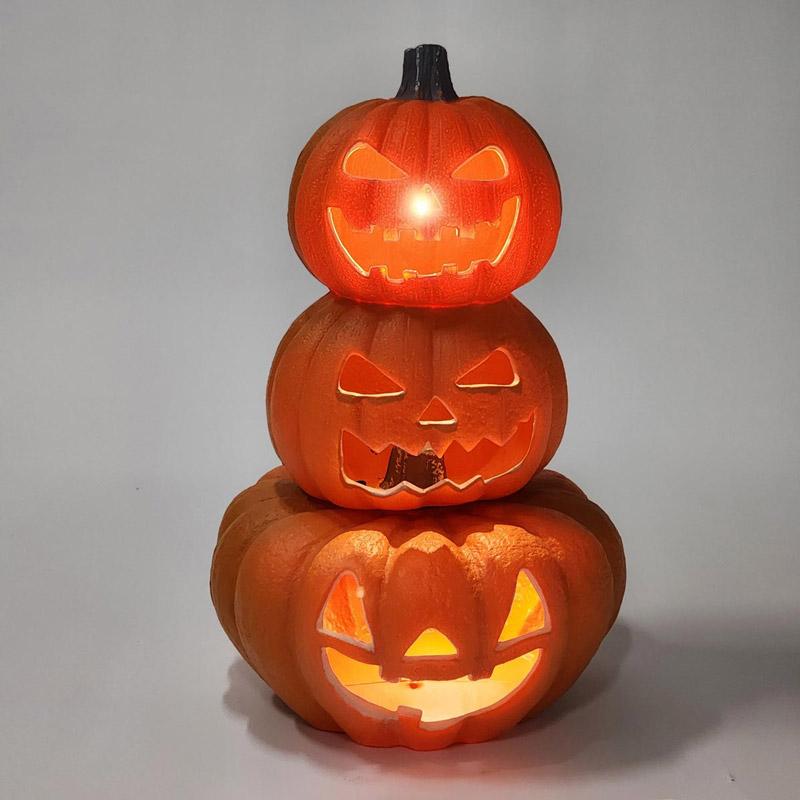 秋の装飾 ハロウィン 飾り 店舗・自宅兼用 LEDパンプキンランタン 3連