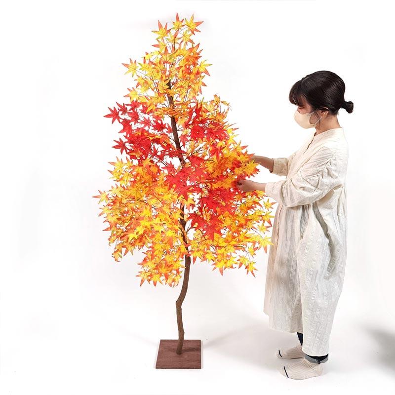 秋の装飾 紅葉 飾り 造花 店舗・自宅兼用 ナチュラル紅葉立ち木 1台 幅87×奥行87×高さ180cm 組立式(2分割) 室内仕様の画像