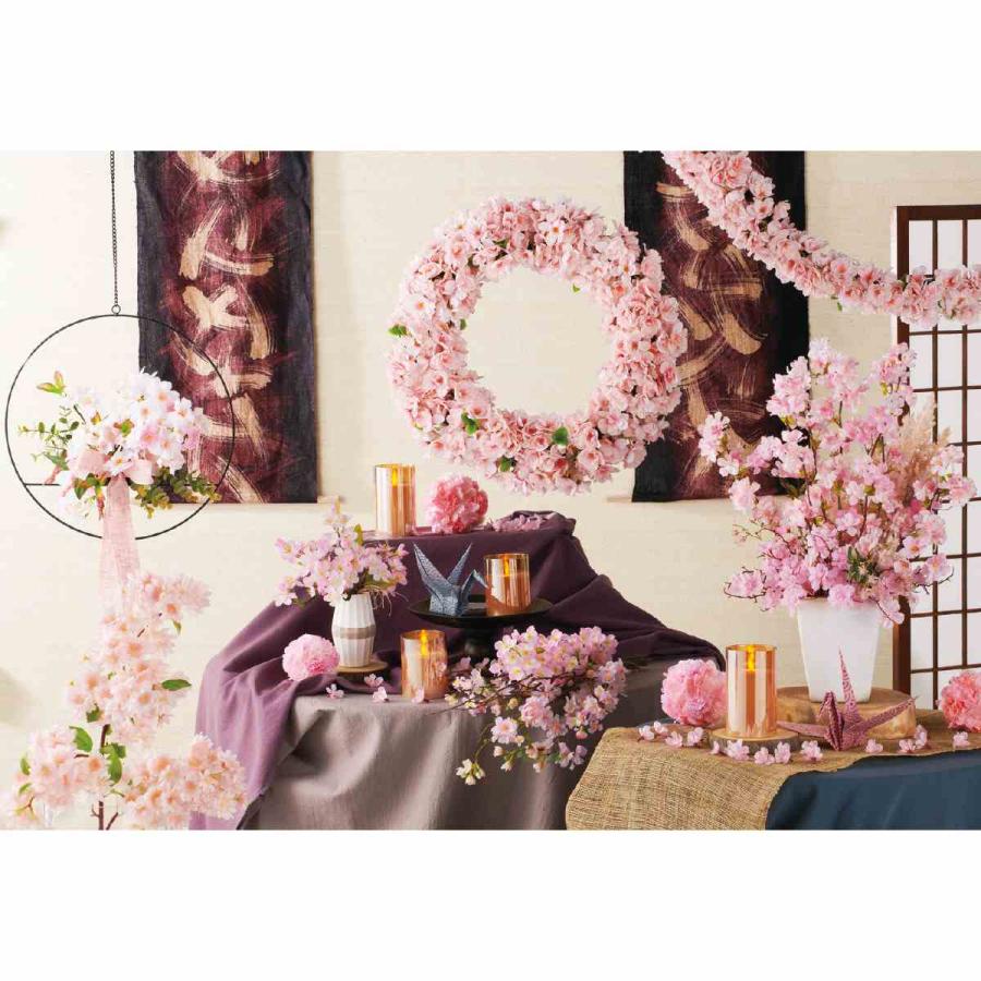 春の装飾 桜 さくら 壁掛け 吊り下げ 飾り 造花 店舗・自宅兼用 さくらガーランド 1本 奥行10×長さ185cm 両端取付用リング付きの画像