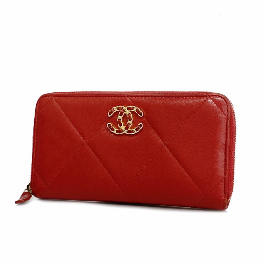 ☆最終価格【4sb1568】シャネル 長財布 ラムスキン レッド ゴールド 