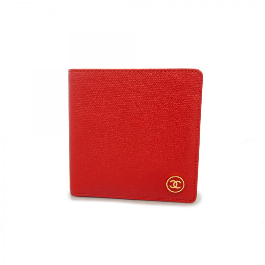 CHANEL シャネル レザー ココボタン ポーチ レッド 赤 - バッグ