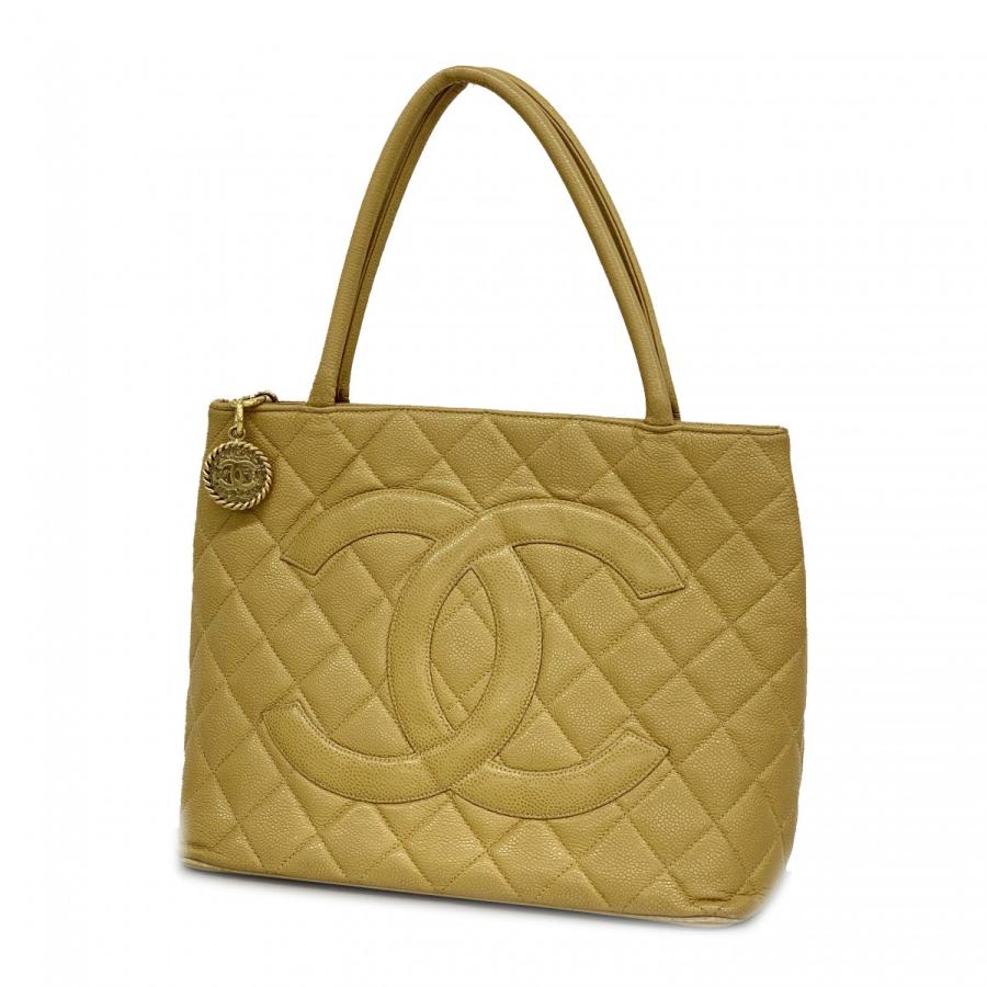 4ud5421】シャネル トートバッグ 復刻トート キャビアスキン ベージュ  