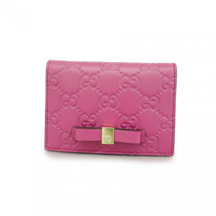 5ab0554】グッチ カードケース グッチシマ 388684 レザー ピンク 