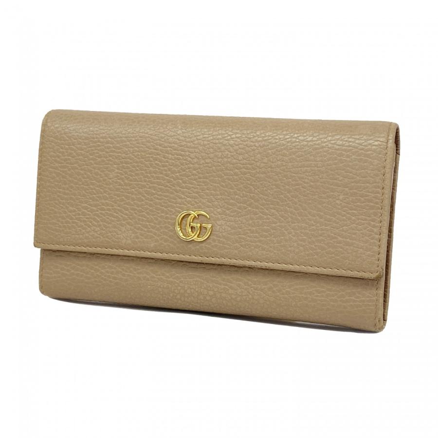 GUCCI 【5bc2854】グッチ 長財布 GGマーモント 456116 レザー ベージュ  