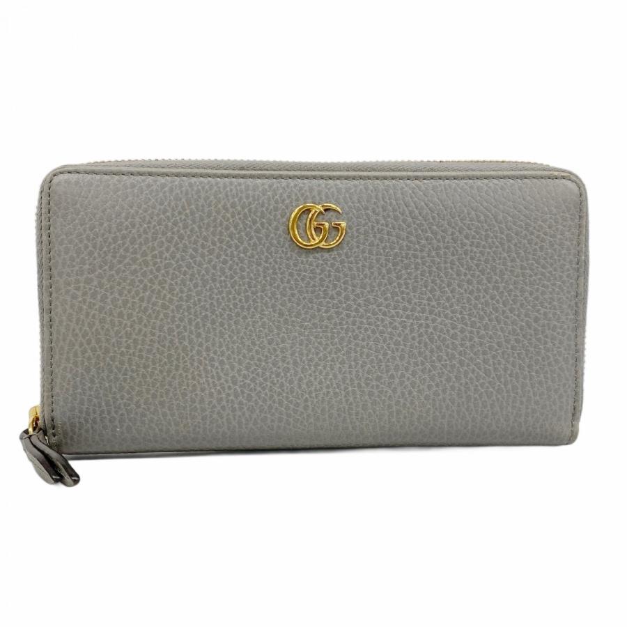 GUCCI 【5cb0430】グッチ 長財布 GGマーモント 456117 レザー グレー 