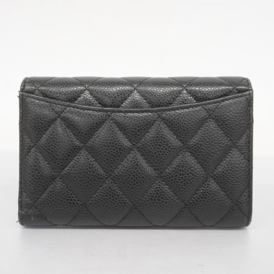 CHANEL 【5cc2479】シャネル 三つ折り財布 マトラッセ キャビアスキン 