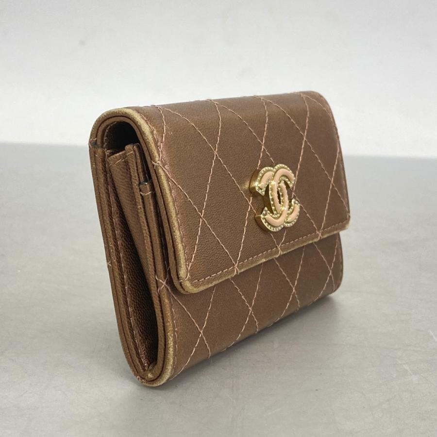 CHANEL 【5cc2798】シャネル カードケース マトラッセ ラムスキン  