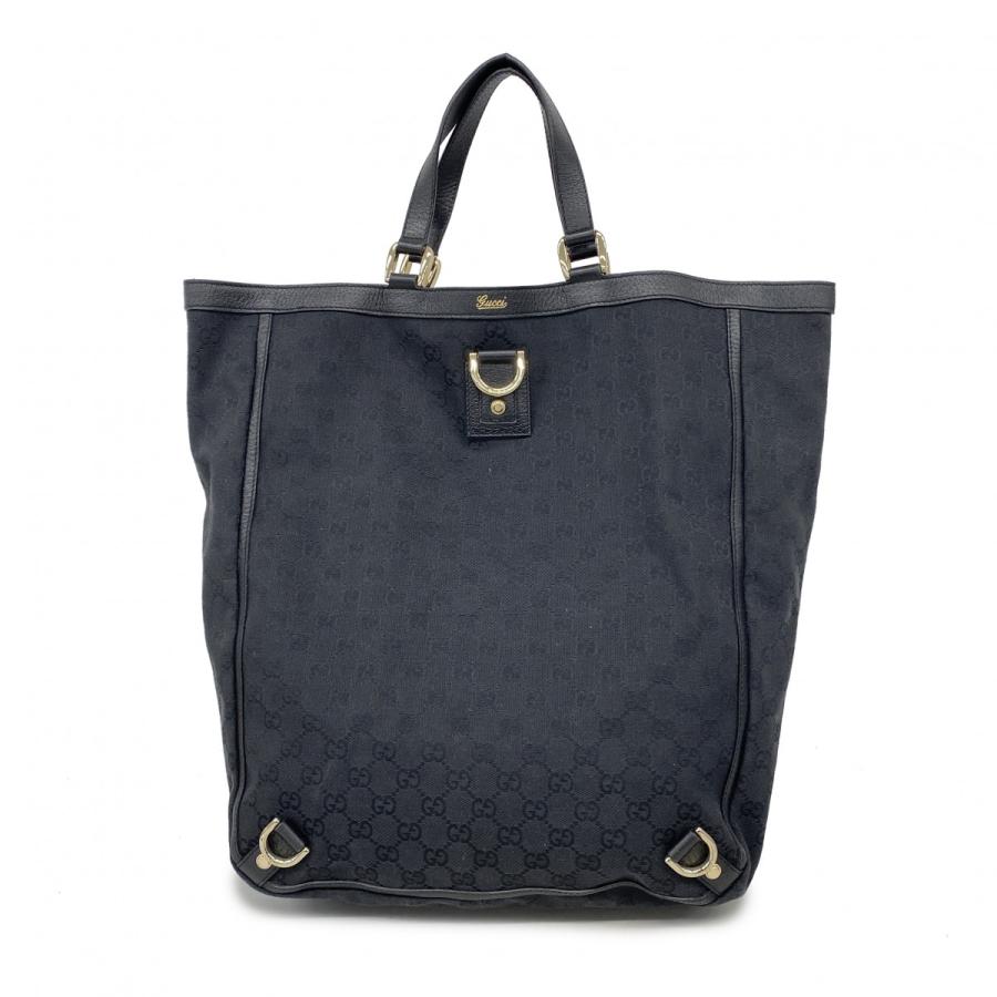 グッチトートバッグアビーGGキャンバスレザーゴールド金具ブラック