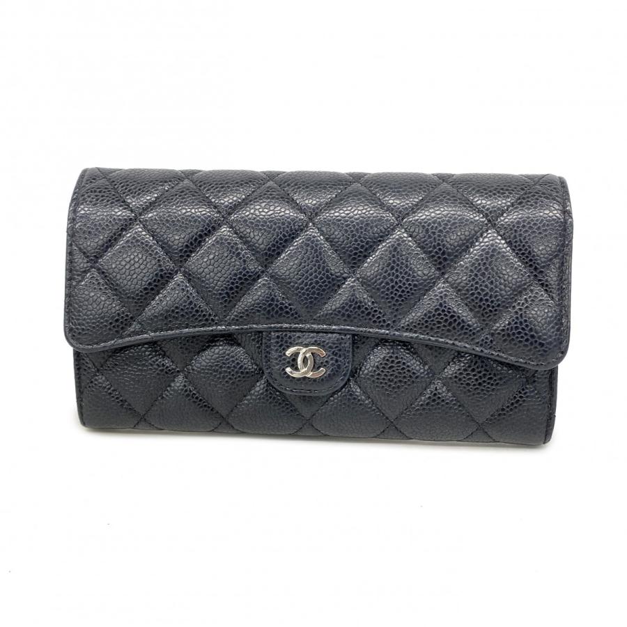 CHANEL 【5cd3180】シャネル 長財布 マトラッセ キャビアスキン 