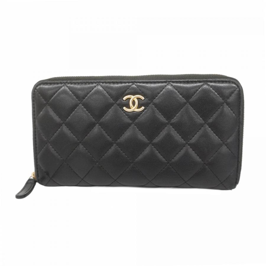 CHANEL 【5cd3203】シャネル 長財布 マトラッセ ラムスキン ブラック 