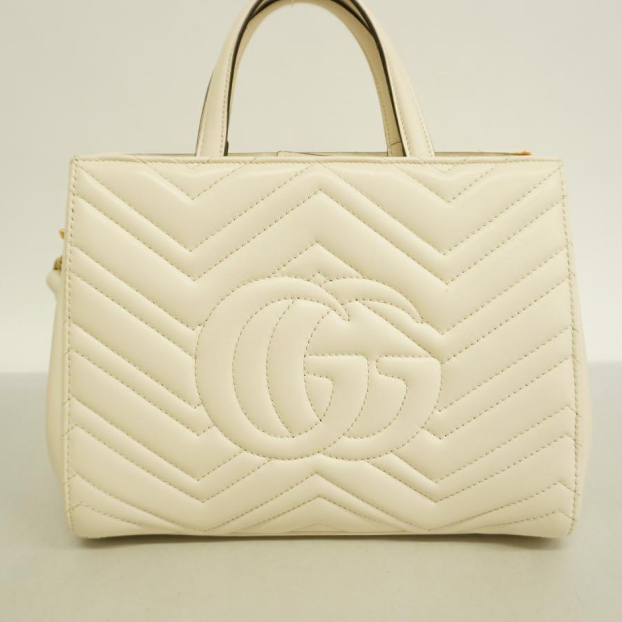 Gucci ホワイト ハンドバッグ Buy Gucci White Chevron Leather GG Marmont Top Handle Bag