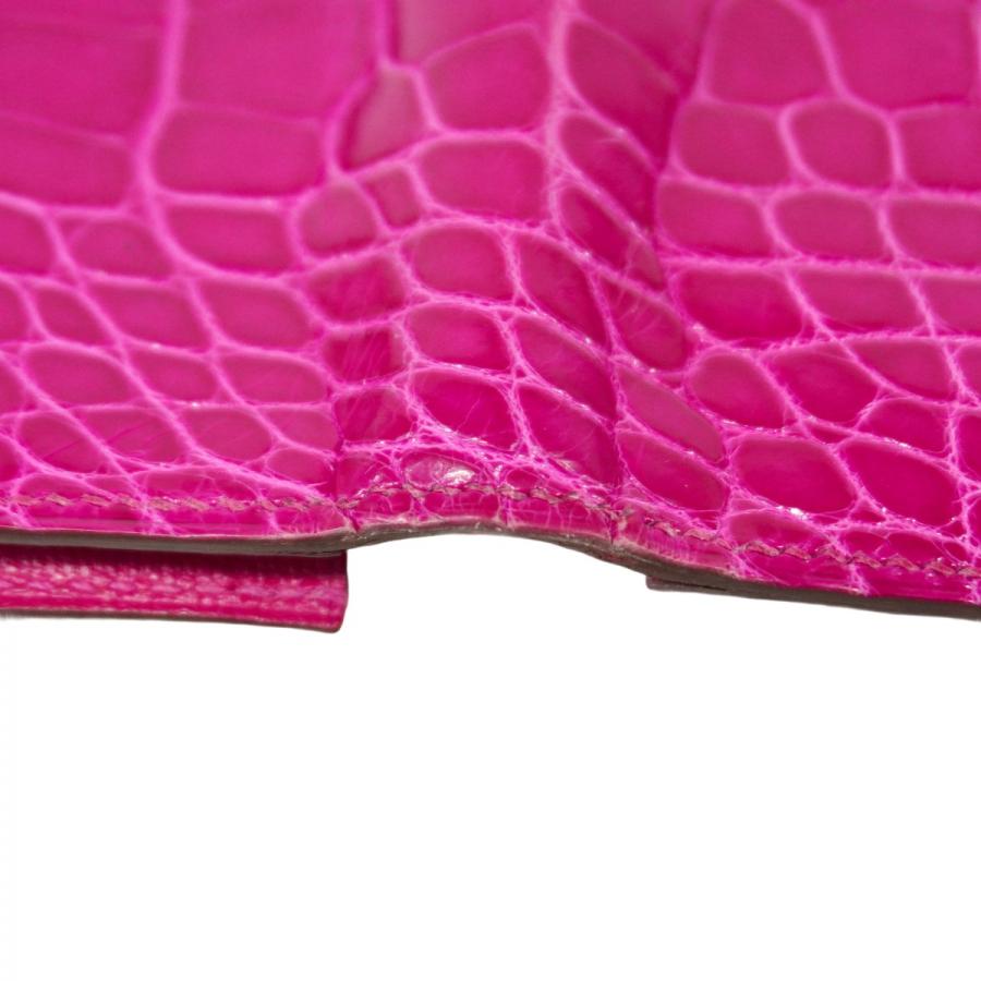 HERMES 【5cd4542】エルメス 長財布 ベアンスフレ アリゲーター ローズ  