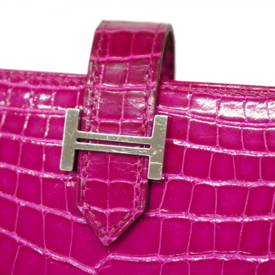 HERMES 【5cd4542】エルメス 長財布 ベアンスフレ アリゲーター ローズ  