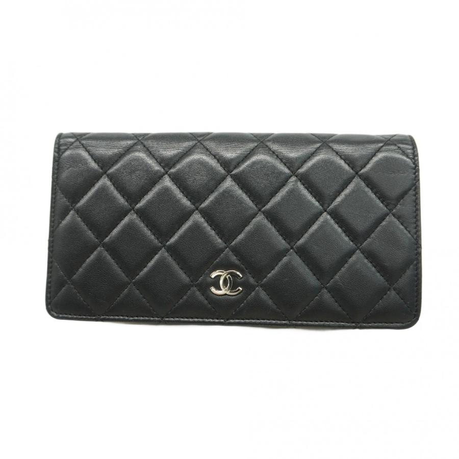 CHANEL 【5ce5130】シャネル 長財布 マトラッセ ラムスキン ブラック 