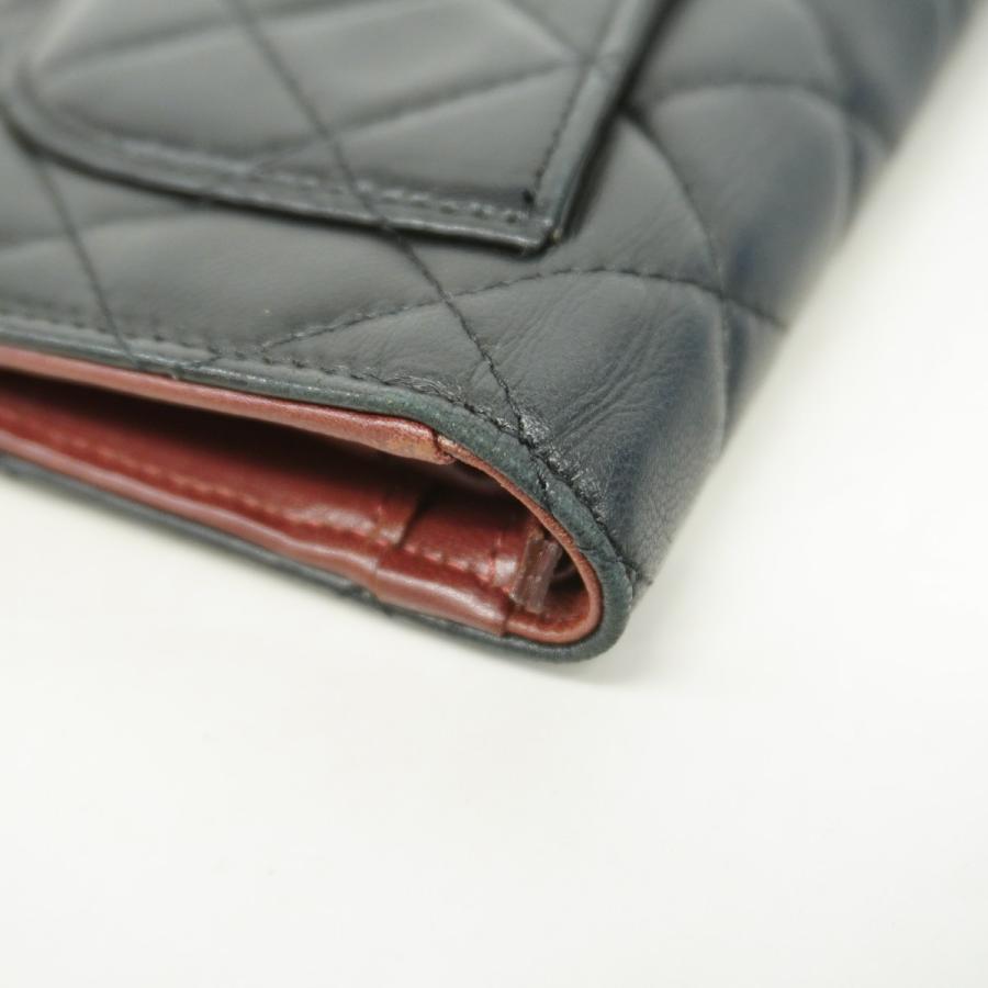 CHANEL 【5ce5130】シャネル 長財布 マトラッセ ラムスキン ブラック  