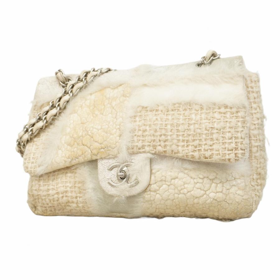 CHANEL 【5ce5292】シャネル ショルダーバッグ ファー ツイード 