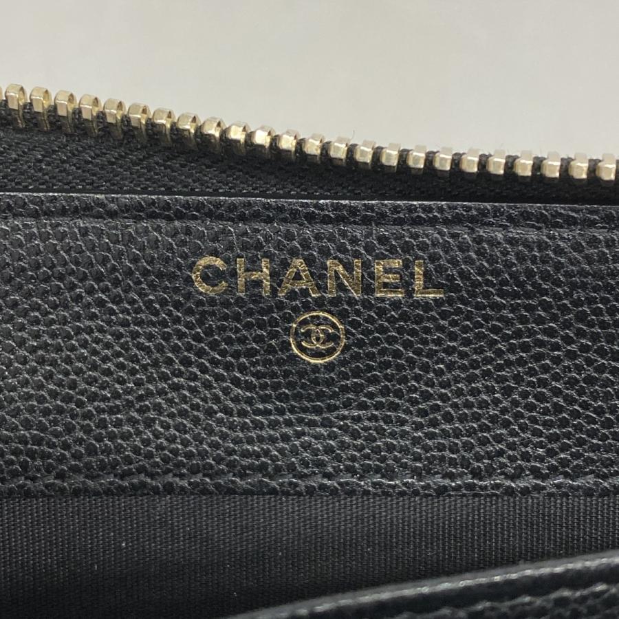 CHANEL 【5ce5344】シャネル 長財布 カメリア キャビアスキン ブラック 