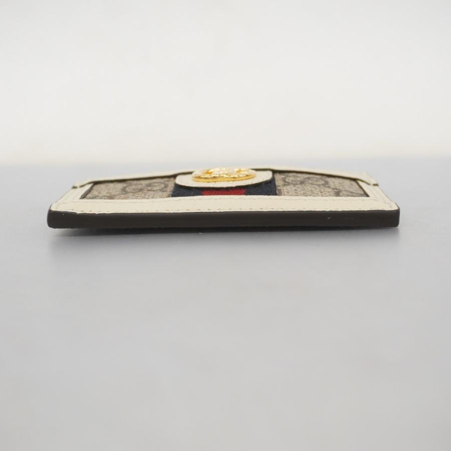 GUCCI 【5ce5985】グッチ カードケース ブラウン ホワイト ゴールド  