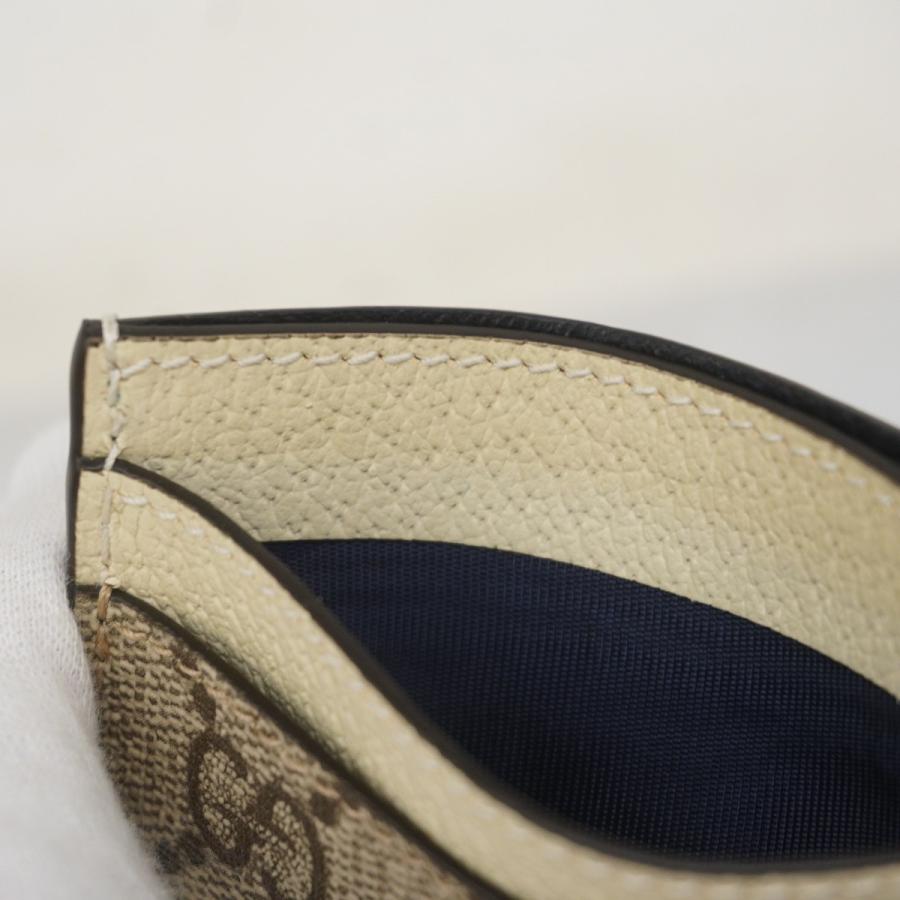 GUCCI 【5ce5985】グッチ カードケース ブラウン ホワイト ゴールド  