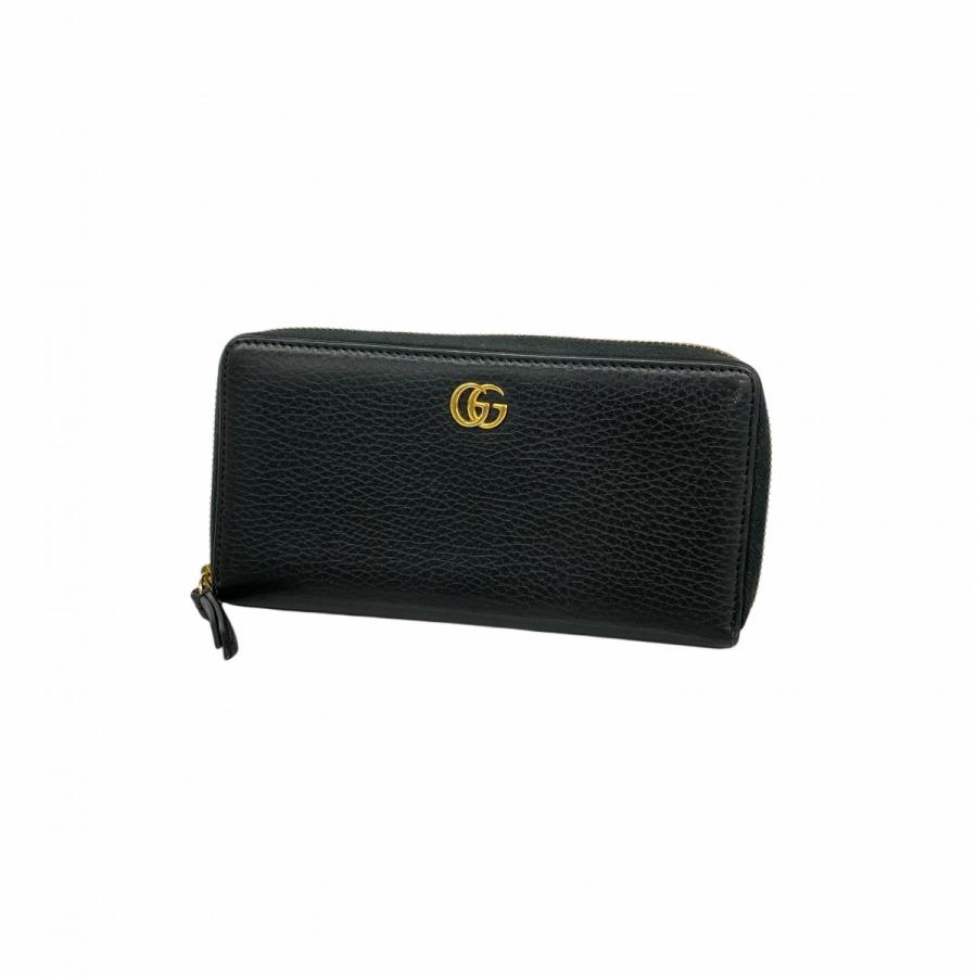 GUCCI 【5cf7070】グッチ 長財布 GGマーモント 456117 レザー ブラック  
