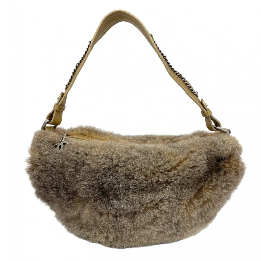 CHANEL 【5da0099】シャネル ショルダーバッグ ファー ブラウン  