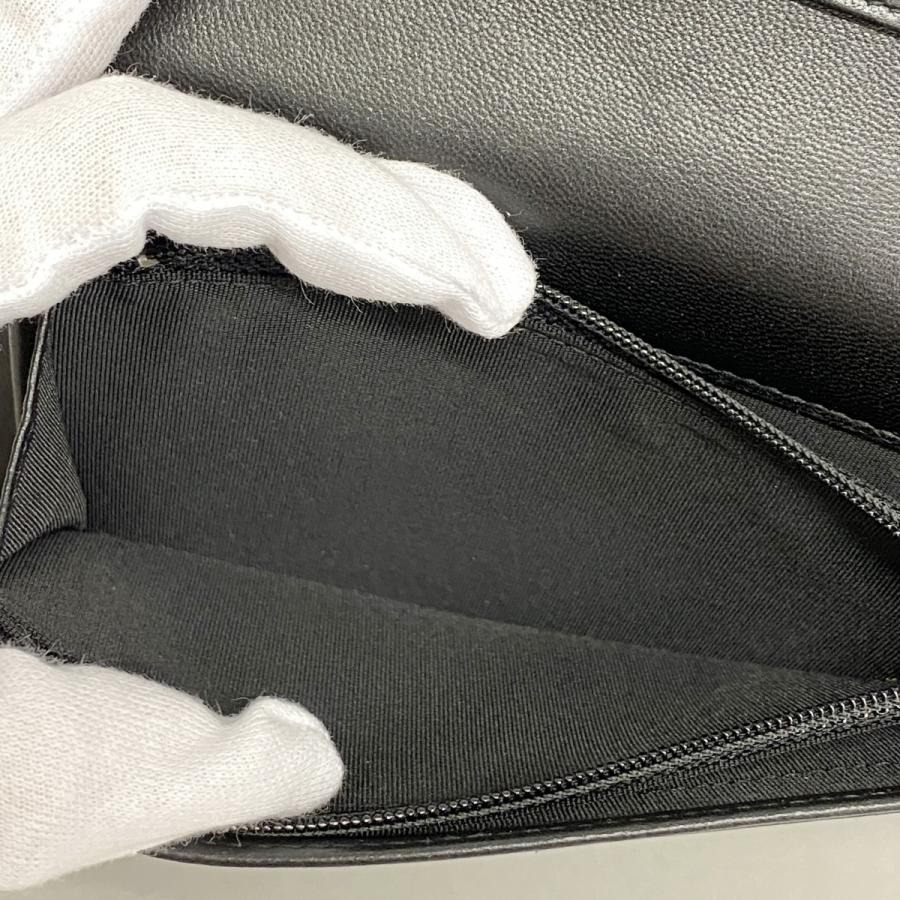 CHANEL 【5da0400】シャネル 長財布 ラムスキン ブラック シルバー金具  