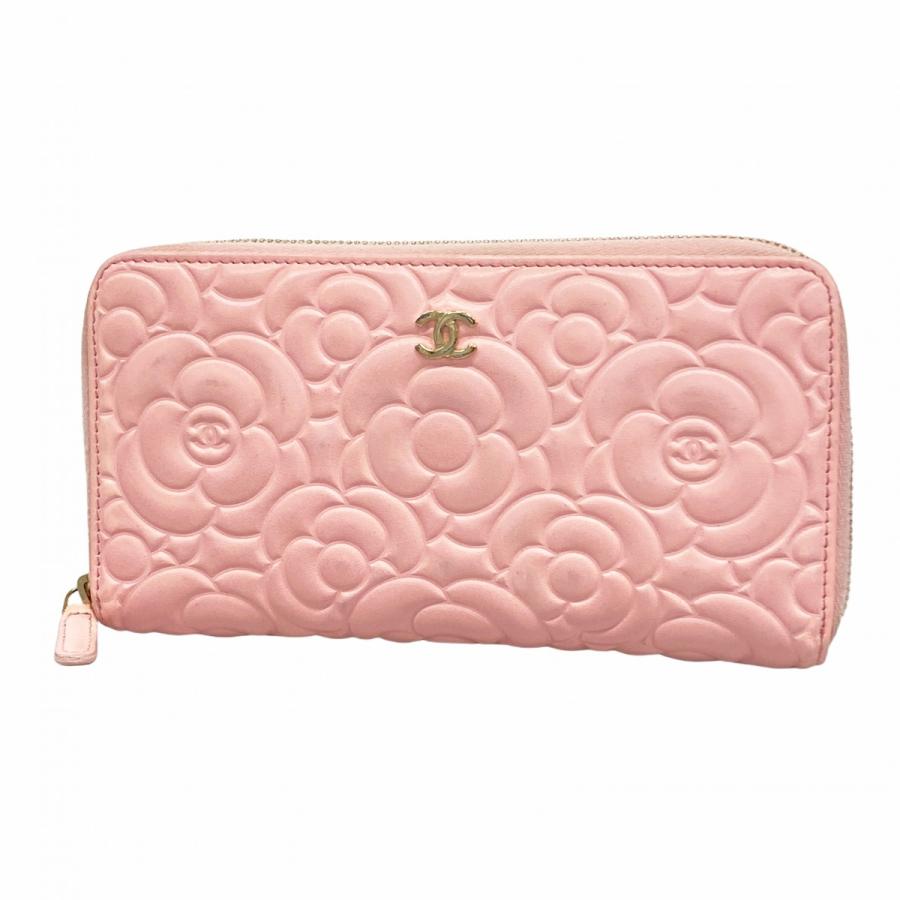 CHANEL 【5db3223】シャネル 長財布 カメリア ラムスキン ピンク CHANEL 【5db3223】シャネル 長財布 カメリア ラムスキン ピンク