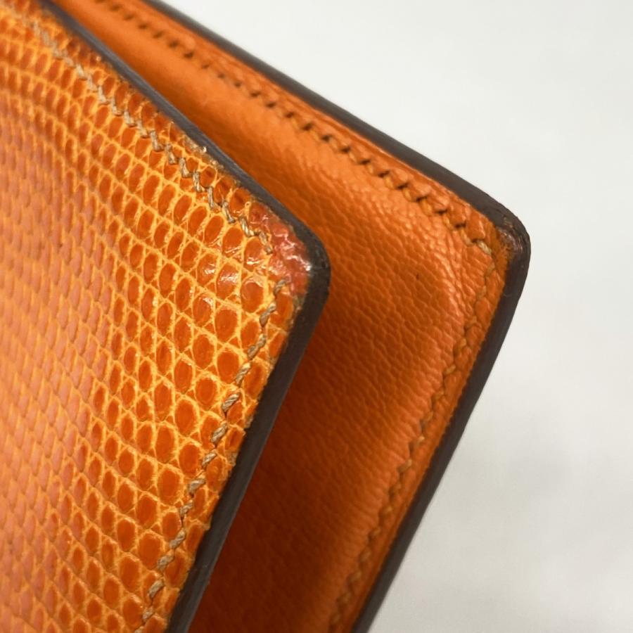 HERMES 【5db3224】エルメス 長財布 ベアン リザード オレンジ HERMES 【5db3224】エルメス 長財布 ベアン リザード オレンジ
