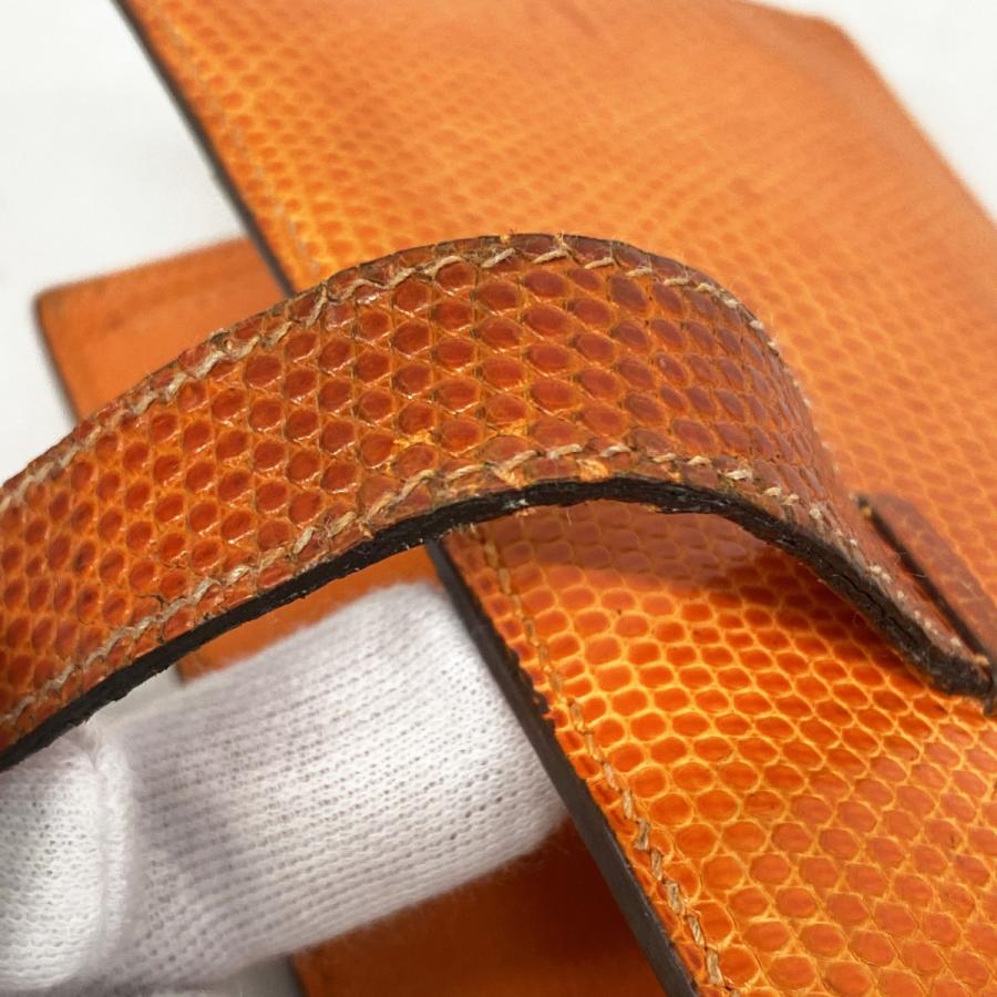 HERMES 【5db3224】エルメス 長財布 ベアン リザード オレンジ HERMES 【5db3224】エルメス 長財布 ベアン リザード オレンジ