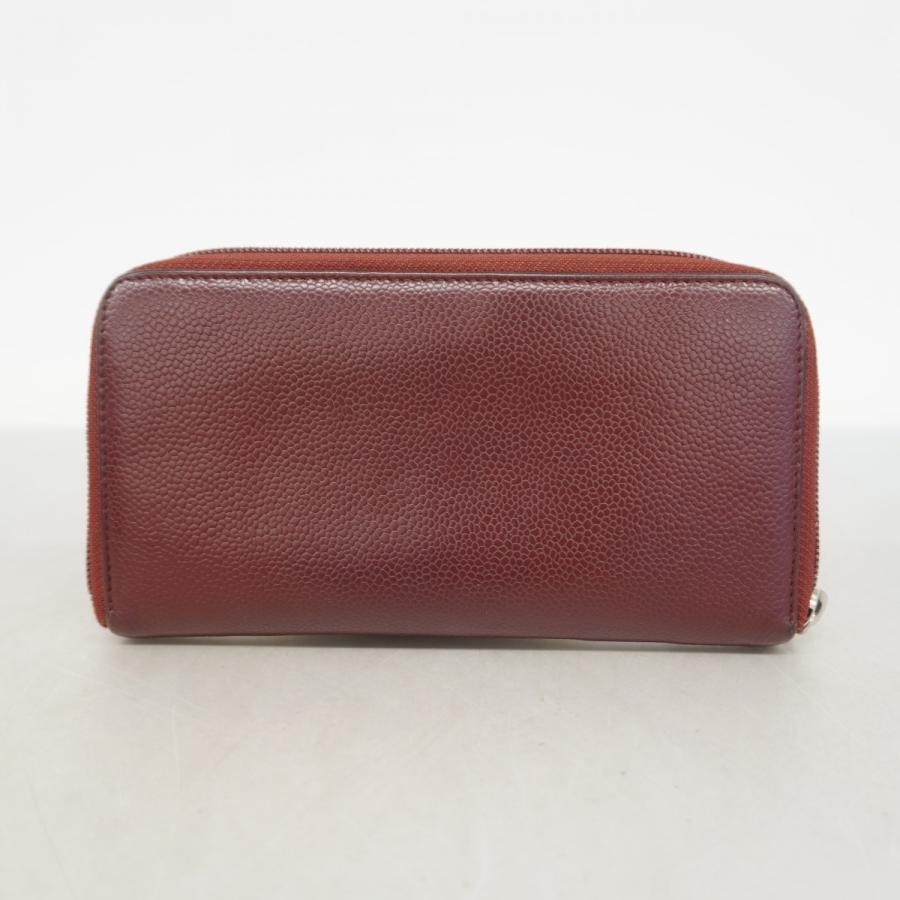CHANEL 【5ec2719】シャネル 長財布 キャビアスキン ボルドー シルバー  