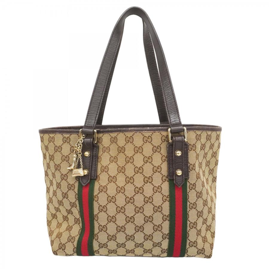 【✨極美品✨】グッチ トートバッグ GGキャンバス シェリーライン ブラウン 極美品□グッチ GGキャンバス シェリーライン ビッグ ラージ トートバッグ