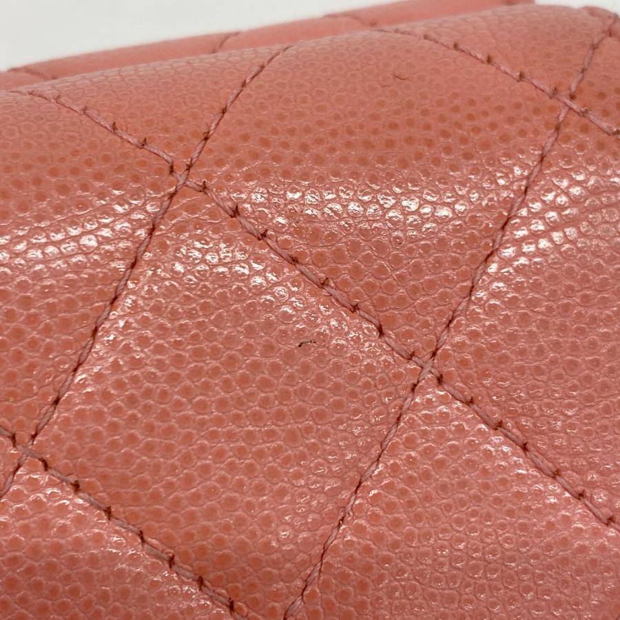 CHANEL 【5ed4792】シャネル 三つ折り財布 マトラッセ キャビアスキン  
