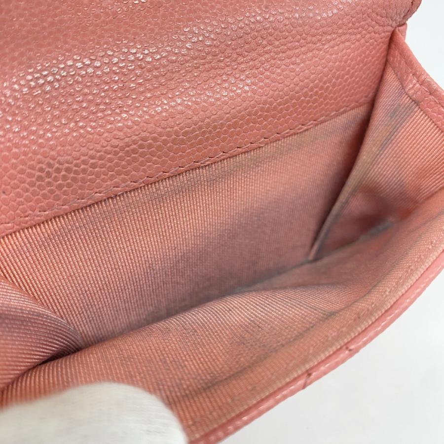 CHANEL 【5ed4792】シャネル 三つ折り財布 マトラッセ キャビアスキン  