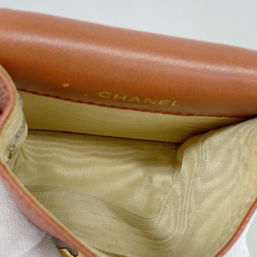 CHANEL 【5ed5338】シャネル シガレットケース レザー レッド ゴールド  