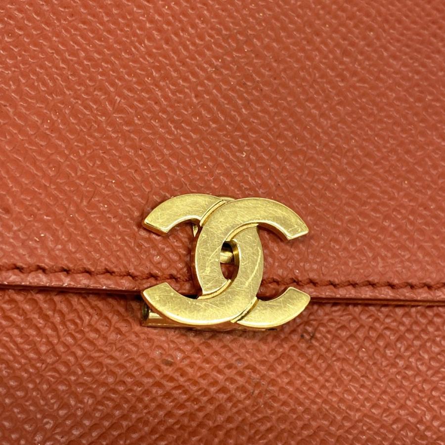 CHANEL 【5ed5338】シャネル シガレットケース レザー レッド ゴールド  