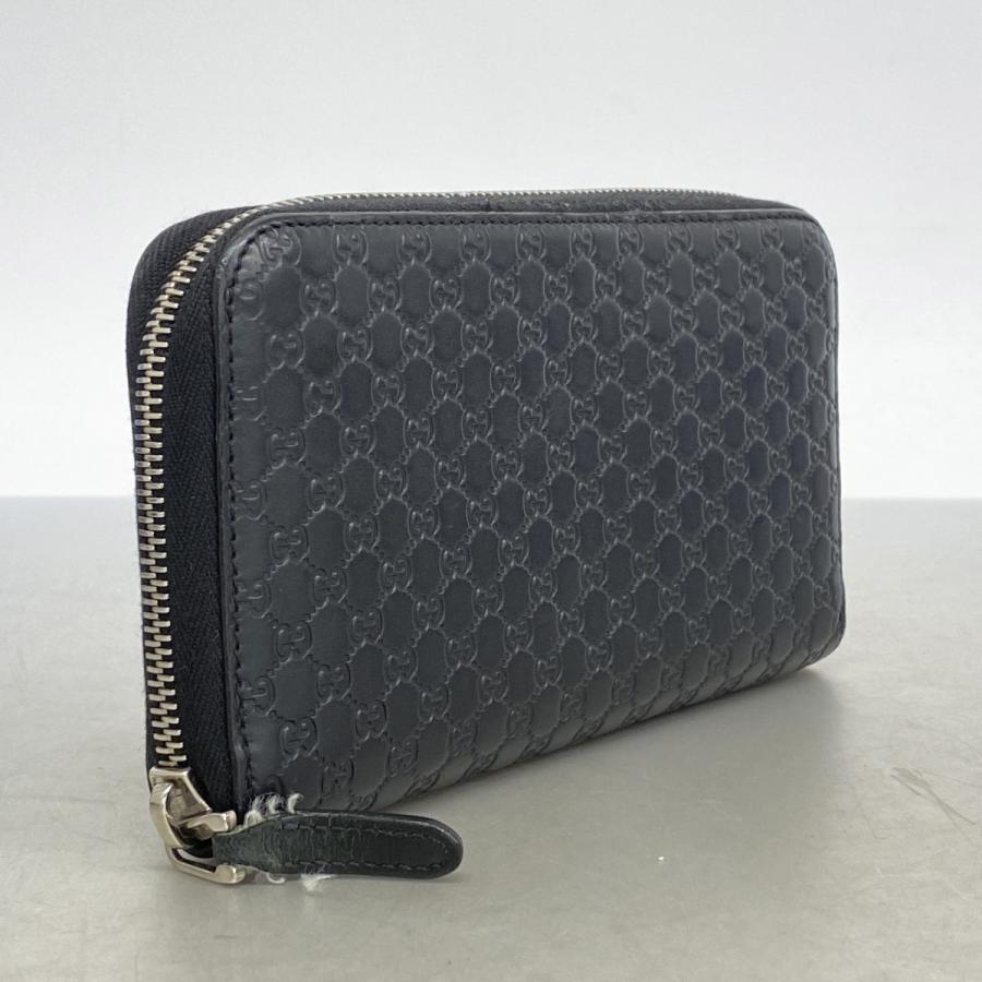 GUCCグッチマイクロシマレザー長財布ブラックメンズレディースユニ
