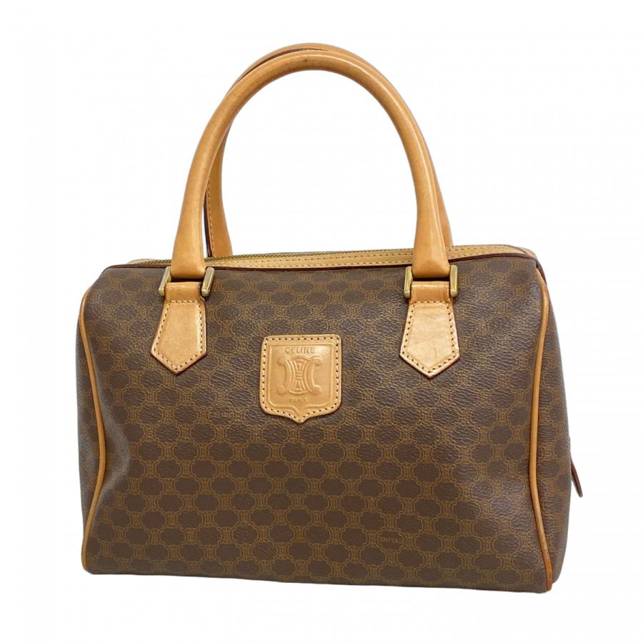 5gd4159-h】セリーヌ ハンドバッグ マカダム PVC ブラウン ゴールド  